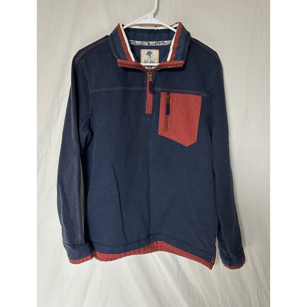 Fat Face The Airlie Mens Small Navy Blue Red Quarter Zip Pullover Sweatshirt